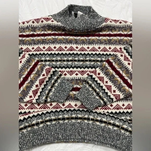 Carly Blake multi colored mock turtleneck pull over cotton sweater women’s M - Picture 8 of 15